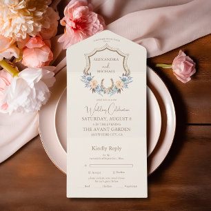 Invitation Tout En Un Mariage floral bohème de campagne occidentale Crêt
