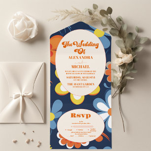 Invitation Tout En Un Mariage Floral Bohème Rétro