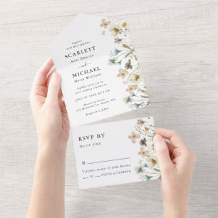 Invitation Tout En Un Mariage floral élégant