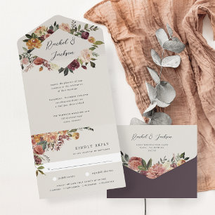 Invitation Tout En Un Mariage floral en fleurs rustiques