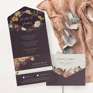 Invitation Tout En Un Mariage floral en fleurs rustiques