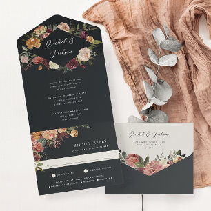 Invitation Tout En Un Mariage floral en fleurs rustiques