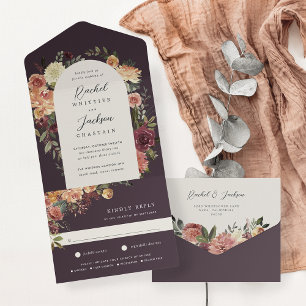 Invitation Tout En Un Mariage floral en fleurs rustiques