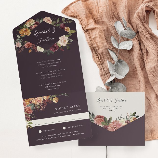 Invitation Tout En Un Mariage floral en fleurs rustiques (Créateur téléchargé)