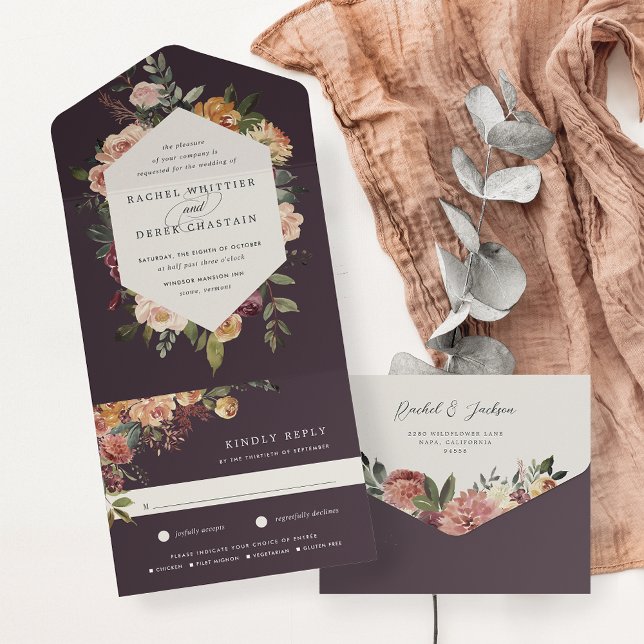 Invitation Tout En Un Mariage floral en fleurs rustiques (Créateur téléchargé)