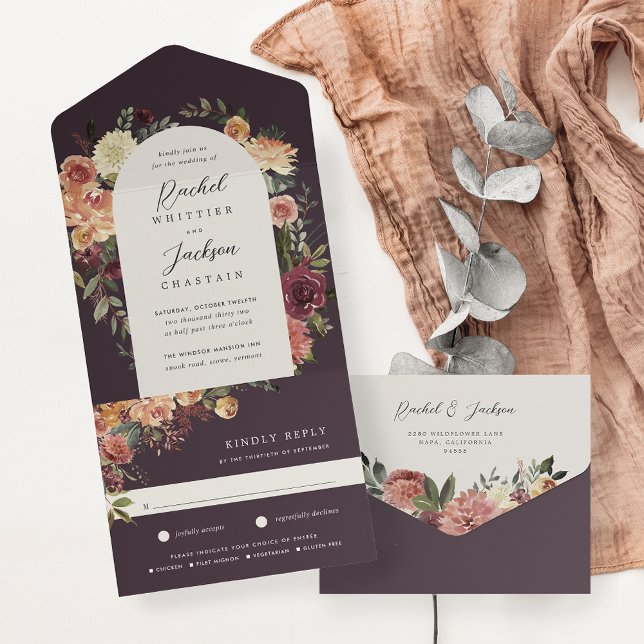 Invitation Tout En Un Mariage floral en fleurs rustiques (Créateur téléchargé)