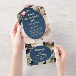 Invitation Tout En Un Mariage Floral Rose Aquarelle