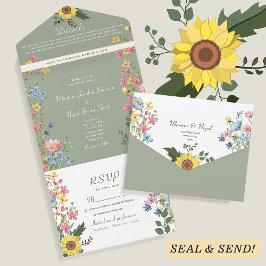 Invitation Tout En Un Mariage Floral Rustique Coloré