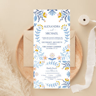 Invitation Tout En Un Mariage folklorique fleuri coloré