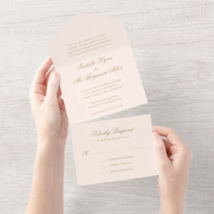 Invitation Tout En Un Mariage Formel Élégant Rose Traditionnel