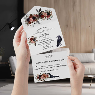Invitation Tout En Un Mariage Halloween Automne Floral Boho Flower