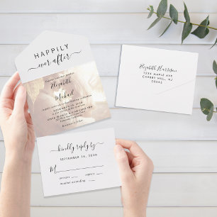 Invitation Tout En Un Mariage Heureux Jamais après la photo