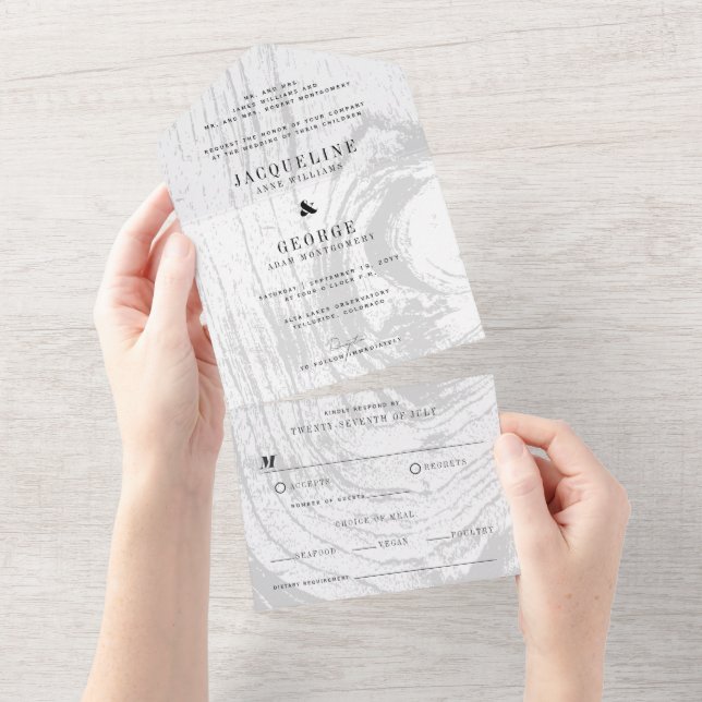 Invitation Tout En Un Mariage hivernal rustique moderne classique (Déchirure)