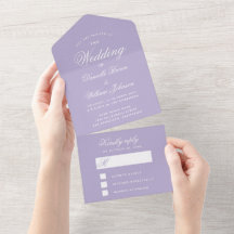 Mariage Lavande Élégante Calligraphie RSVP Violet