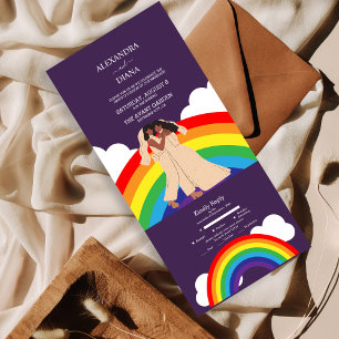 Invitation Tout En Un Mariage LGBTQ mariées Rainbow moderne