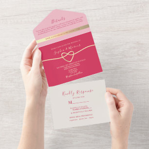 Invitation Tout En Un Mariage magenta moderne