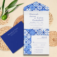 Mariage méditerranéen moderne en carrelage bleu