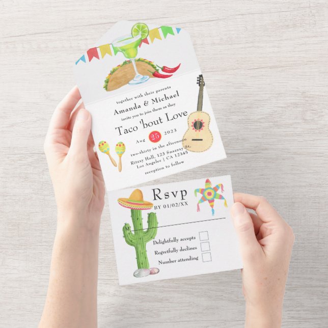 Invitation Tout En Un Mariage mexicain Fiesta Taco/Douche Couples (Déchirure)