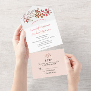 Invitation Tout En Un Mariage minimaliste de la bordure supérieure orang