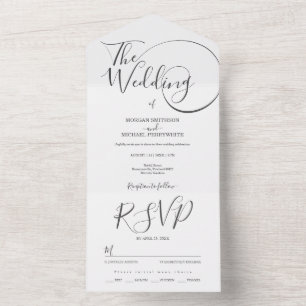 Invitation Tout En Un Mariage minimaliste de typographie de script moder