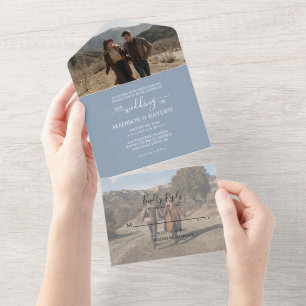 Invitation Tout En Un Mariage minimaliste Dusty bleu pâle