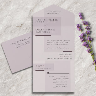 Invitation Tout En Un Mariage minimaliste Lavender Grey Neutre