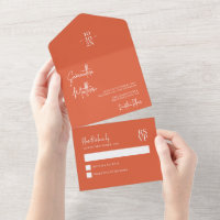 Mariage minimaliste moderne simple orange coucher