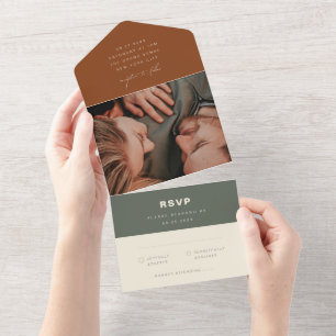 Invitation Tout En Un Mariage minimaliste simple moderne en terre cuite