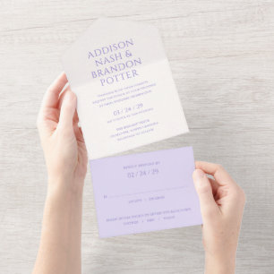Invitation Tout En Un Mariage Moderne au Lilas Élégant
