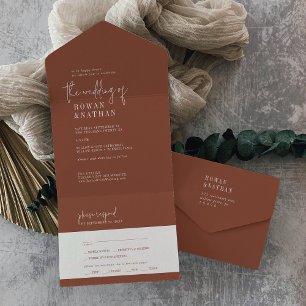 Invitation Tout En Un Mariage moderne chic en terre cuite