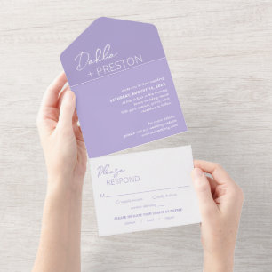 Invitation Tout En Un Mariage Moderne Minimaliste Lilas