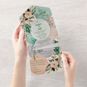 Invitation Tout En Un Mariage moderne pastel boho-chic