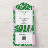 Mariage moderne rose + vert plage Code QR RSVP
