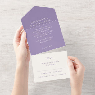 Invitation Tout En Un Mariage moderne violet simple