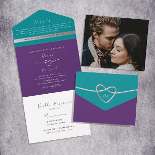 Invitation Tout En Un Mariage Moderne Violet Turquoise