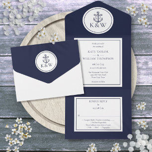 Invitation Tout En Un Mariage Naudtique Ancre Bleu Marine
