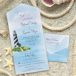 Invitation Tout En Un Mariage nautique phare