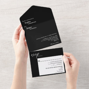 Invitation Tout En Un Mariage noir classique moderne