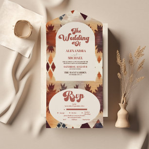 Invitation Tout En Un Mariage occidental ethnique marron tribal aztèque