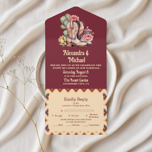 Invitation Tout En Un Mariage occidental floral Boho