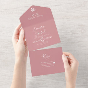Invitation Tout En Un Mariage Papillons Rose Terreux