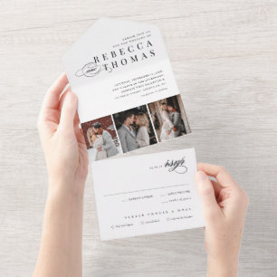 Invitation Tout En Un Mariage photo classique noir et blanc 3