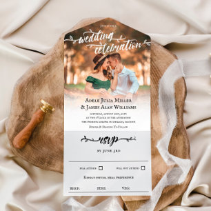 Invitation Tout En Un Mariage photo de script de pinceau rustique