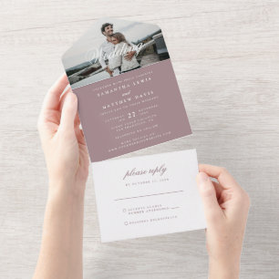 Invitation Tout En Un Mariage Photo de Style Classique Élégant Violet Ma