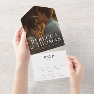 Invitation Tout En Un Mariage photo de type moderne superposition