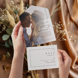 Invitation Tout En Un Mariage photo moderne chic et minimaliste