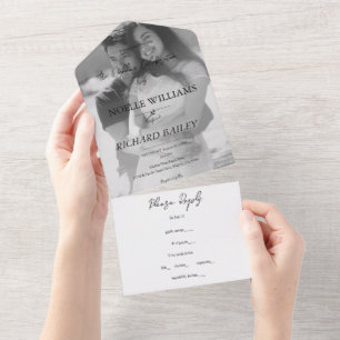 Invitation Tout En Un Mariage photo personnalisé élégant moderne