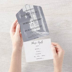 Invitation Tout En Un Mariage photo personnalisé élégant moderne