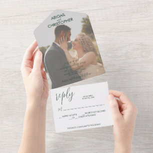 Invitation Tout En Un Mariage photo romantique Emerald Green