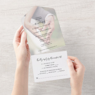 Invitation Tout En Un Mariage photo simple et élégant RSVP